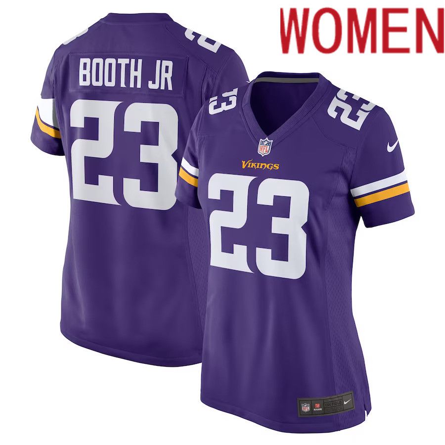 Women Minnesota Vikings #23 Andrew Booth Jr. Nike Purple Player Game NFL Jersey->women nfl jersey->Women Jersey